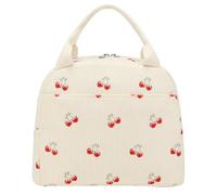 EDLMKM Insulated Lunch Bag for Women Girls,9.5L Cute Strawberry White Lunch Box Bags, Portable Reusable Toddler Cooler Lunch Bag,Cute Girls Ladies Lunch Bags, Round Containers for Work/School/Picnic