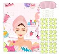 EDLMKM Pamper Party Supplies for Girls, Spa Party Supplies for Girlss, SpaParty Game for Girls Partyy, Hen PartyGame, Sleepover Slumber PartySupplies, Pin The Cucumber Spa Stickers on The Girl
