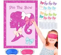 EDLMKM Pin The Bow Party Games for Kids, Pink Princess Party Decorations for Girls, Birthday Partyz Games, Pin the Tail Partyy Gamess, Kids Partyy Gamess, Pamper Partyz Supplies for Girls