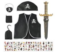 EDLMKM Pirate Costume Accessories Kit, Pirate Accessories Kids, Kids Boys Captain Costume Caribbean Fancy Dress Up Party Cosplay Toy Prop for Boys Girls