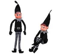 EDLMKM Set of 2 Naughty Little Xmas Elves - Boy & Girl 40cm Elf Figures with Soft Bodies & Vinyl Faces, Christmas Elf, Santa's Helpers for Festive Shelf Decor | Perfect as