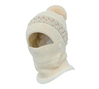 EDLMKM Winter Warm Knitted Cap＆Neck Warmer Sets, 3 in 1 Beanie Hat with Scarf and Face Mask, Womens Pom BeanieHat Scarf Set, All in one Hat and Scarff, Winter Balaclava for Women, Windproof Ski Mask
