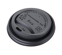 EDLP Fiesta Compostable CPLA Lid for Hot Cups Black - 8oz (Box 1000)