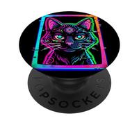 EDM Rave Outfits Festival Electronic Music Trippy Cat PopSockets Adhesive PopGrip