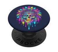 EDM Rave Outfits Festival Electronic Music Trippy Skull PopSockets Adhesive PopGrip