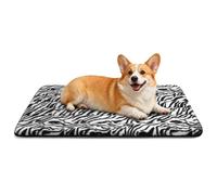 EDMIENS Medium Dog Mat, Dog Cushion, Fluffy, Washable, Dog Bed, Rectangular, Indoor, Dog Blanket, Non-Slip Portable, Dog Mattress for Small, Medium Dogs and Cats (91.5 x 58.5 cm, Black and White)