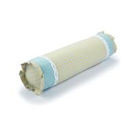 EDMILE Buckwheat Neck Roll Pillow, Adjustable Bolster Cylinder Pillows with Plaid & Lace Trim Pillowcase, Firm Cervical Support Round Pillows Neck Pain Relief for Nap (16" x 4") (Blue)