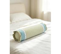 EDMILE Buckwheat Neck Roll Pillow, Adjustable Bolster Cylinder Pillows with Plaid & Lace Trim Pillowcase, Firm Cervical Support Round Pillows Neck Pain Relief for Nap (16" x 4") (Blue)