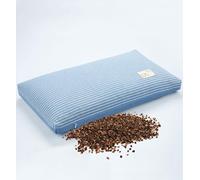 EDMILE Buckwheat Pillows for Sleeping, Adjustable Firm Support for Neck, Back, and Shoulder Pain Relief, Bed Pillow for Side Back or Stomach Sleepers, Blue 20"X12"