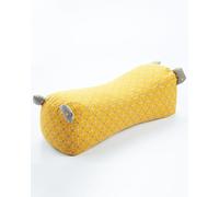 EDMILE Buckwheat Roll Pillow for Neck Support, Adjustable Buckwheat Bolster Pillow, Firm Support Neck Roll Pillow for Side and Back Sleepers, Cylinder Pillows with Pillowcase, Yellow 17"X7"
