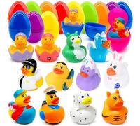 Edmirfun 12 PCs Filled Easter Eggs with Rubber Ducks, Prefilled Easter Eggs Surprise Present for Easter Basket Stuffers Party Favors Egg Hunt, Easter Gift for Kids 3 4 5 6 7 Years old