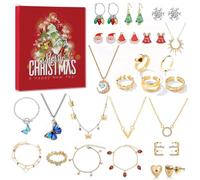 Edmirfun 2024 Toy Advent Calendar Jewellery Set, Christmas Countdown Gifts Earrings Bracelets Necklaces Rings For Girls, 24 Days Surprises For Girls Christmas Accessories Set Gift Box