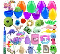 Edmirfun 24 PCS Filled Easter Eggs with Fidget Toys, Prefilled Colourful Plastic Easter Eggs Surprise Present for Easter Basket Stuffers Party Favors Egg Hunt, Easter Gift for Kids 4 5 6 7 8 Years Old