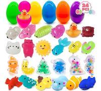 EdmirFun Filled Easter Eggs Mochi Toys, 24 PCS PreFilled Easter Eggs with Squishy Toys for Easter Egg Hunts, Easter Basket Decorates, Classroom Celebrations, Stress Relief Easter Gift for Kids 4 5 6 7