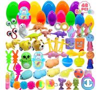 Edmirfun Filled Easter Eggs with Fidget Toys, 48pcs Fidget Toys For Easter Egg Hunt, Prefilled Easter Egg, Easter Surprise Present for Easter Basket Stuffers Party Favors Egg Hunt for Kids