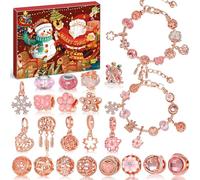 Edmirfun Jewellery Advent Calendar 2024, Christmas Countdown Gift Bracelets for Girls, 24 Days Surprises Xmas Advent Calendar Gift Set DIY Beaded Bracelets Gift Box for Girls 3 4 5 6 7 8 9 10 11 12