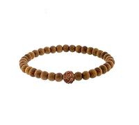 EDMIRIA Sandalwood Chandan Round Beads Yoga Meditation Handmade Elastic Stretchable Bracelet for Men and Women, Large, 6mm Beads + Rudraksha, Agate