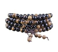 EDMIRIA Unisex 108 Natural Sandalwood 8mm Beads Bracelet Buddhist Rosary Mala Necklace Beaded Necklace Elastic Handmade Multilayer Tibetan Buddhism Prayer Beads., Standard, Sandalwood, no gemstone