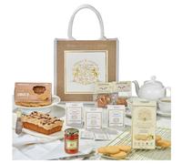 Edmond & Charles Luxury Afternoon Tea Hamper for 2 | Hessian Gift Bag with All Butter Lemon Curd Shortbread, Tea, Iced Ginger Cake, Fudge & More | Hampers Presents for Women & Men | Birthday Treats