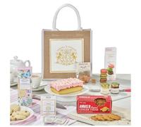 Edmond & Charles Luxury Afternoon Tea Hamper with Strawberries & Cream Cake | Hessian Jute Bag with Tea, Clotted Cream Fudge, Jam, Lemon Curd & Biscuits | Hampers Presents for Women | Birthday Treats