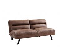 Edmonton Air Leather Sofa Bed With Padded Cushions and Black Legs Home Detail Dark Brown One Size