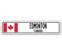 EDMONTON CANADA Street Sign Canadian flag city country road wall Outdoor Street Sign/Subway Sign 4x16 inch