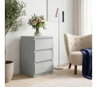 Edmore Bedside Cabinet - 3 Drawer - Light Grey