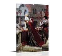 Edmund Blair Leighton Paintings Wall Art Poster Prints A Little Prince Likely in Time to Bless A Royal Throne Wall Art Scroll Canvas Painting Picture Living Room Decor Home 24x36inch(60x90cm)