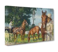 Edmund C. Tarbell Horses Canvas Print | Gallery Wrapped 30mm Frame Wall Art | 30x20 inches | Ready to Hang | Modern Animals Picture | Living Room Bedroom Lounge Office