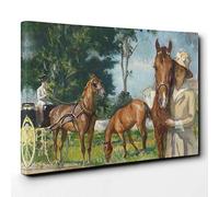 Edmund C. Tarbell Horses Canvas Print | Gallery Wrapped 30mm Frame Wall Art | 30x20 inches | Ready to Hang | Modern Animals Picture | Living Room Bedroom Lounge Office