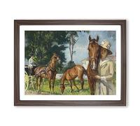 Edmund C. Tarbell Horses Classic Painting Framed Print | A4 Walnut Framed Wall Art | Ready to Hang | Classic Animal Picture | Living Room Bedroom Lounge Office