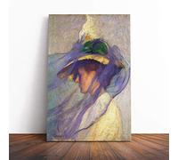 Edmund C. Tarbell The Blue Veil Canvas Print | Gallery Wrapped 30mm Frame Wall Art | 24x16 inches | Ready to Hang | Modern Picture | Living Room Bedroom Lounge Office