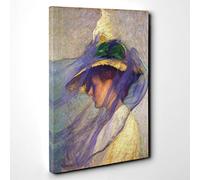 Edmund C. Tarbell The Blue Veil Canvas Print | Gallery Wrapped 30mm Frame Wall Art | 30x20 inches | Ready to Hang | Modern Picture | Living Room Bedroom Lounge Office