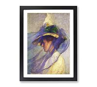 Edmund C. Tarbell The Blue Veil Classic Painting Framed Print | A2 Black Framed Wall Art | Ready to Hang | Classic Historical Picture | Living Room Bedroom Lounge Office