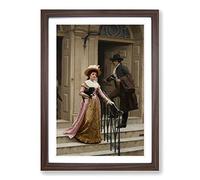 Edmund Leighton My Next-Door Neighbour Framed Print | A2 Walnut Framed Wall Art | Ready to Hang | Modern Nature Picture | Living Room Bedroom Lounge Office