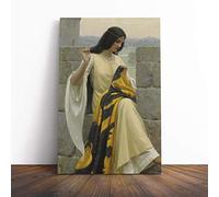 Edmund Leighton Stitching The Standard Canvas Print | Gallery Wrapped 30mm Frame Wall Art | 24x16 inches | Ready to Hang | Modern Picture | Living Room Bedroom Lounge Office