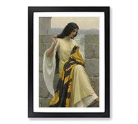 Edmund Leighton Stitching The Standard Framed Print | A2 Oak Framed Wall Art | Ready to Hang | Modern Nature Picture | Living Room Bedroom Lounge Office