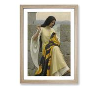 Edmund Leighton Stitching The Standard Framed Print | A2 Oak Framed Wall Art | Ready to Hang | Modern Nature Picture | Living Room Bedroom Lounge Office