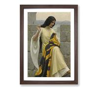 Edmund Leighton Stitching The Standard Framed Print | A2 Walnut Framed Wall Art | Ready to Hang | Modern Nature Picture | Living Room Bedroom Lounge Office