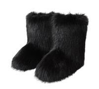 EdNey Women's Furry Knee High Snow Boots Faux Fur Mid-Calf Boots,Fluffy Flat boot Winter Warm Fashion Boots (black,37)