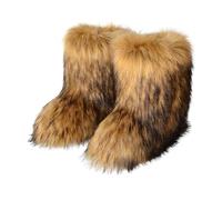 EdNey Women's Furry Knee High Snow Boots Faux Fur Mid-Calf Boots,Fluffy Flat boot Winter Warm Fashion Boots (brown,41)
