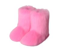 EdNey Women's Furry Knee High Snow Boots Faux Fur Mid-Calf Boots,Fluffy Flat boot Winter Warm Fashion Boots (pink,43)