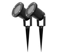 EDO 2 Pack Garten Spike Lights HORTUS IP65 Black GU10 230V Spotlight with Driving Spike, Aluminum Garden Uplight, Pathway Lighting, Outdoor Lighting Fixture for Patio, Yard, Tree, No Bulbs, Cable 25cm