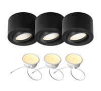 EDO 3pcs Round Surface-Mounted Ceiling Spotlights ZALDA OV Black, Modern Adjustable Ceiling Spots 4,8W LED 3000K Warm 500lm LED Insert Module 230V - Ø80*50mm, Downlights, Aluminium Lamps