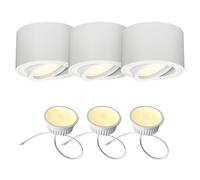 EDO 3pcs Round Surface-Mounted Ceiling Spotlights ZALDA OV White, Modern Adjustable Ceiling Spots 4,8W LED 3000K Warm 500lm LED Insert Module 230V - Ø80*50mm, Downlights, Aluminium Lamps