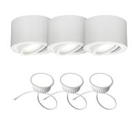 EDO 3pcs Round Surface-Mounted Ceiling Spotlights ZALDA OV White Modern Adjustable Ceiling Spots 4,8W LED 4000K Neutral 500lm LED Insert Module 230V - Ø80*50mm Downlights Aluminium Lamps