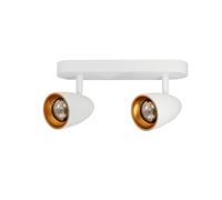 EDO Double lamp Ceiling lamp OVO 2 White Gold LED Ceiling lamp White Gold IP20 GU10 2-Light, Rotating Ceiling Spotlight GU10, Spotlight, Ceiling lamp 230V, for Living Room, Goldring EDO777238