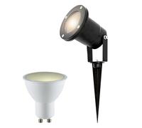 EDO Garten Spike Light LED HORTUS IP65 Black GU10 5,5W 3000K Warm 230V Spotlight with Driving Spike, Aluminum Garden Uplight, Pathway Lighting, Outdoor Lighting Fixture for Patio Yard Tree Cable 25cm