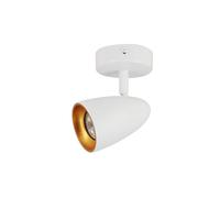EDO LED Ceiling Light OVO 1 White Gold IP20 GU10 1-Light White-Gold, Rotating Ceiling Spotlight GU10, Spotlight, Ceiling Light 230V, for Living Room Bedroom, Golden Ring EDO777236