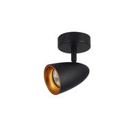 EDO LED Ceiling Spotlight OVO 1 Black Gold IP20 GU10 1-Light Black-Gold, Rotating, Modern, Energy Efficient, 10.5 cm x 10.5 cm x 13 cm, For Dining Room, Bedroom